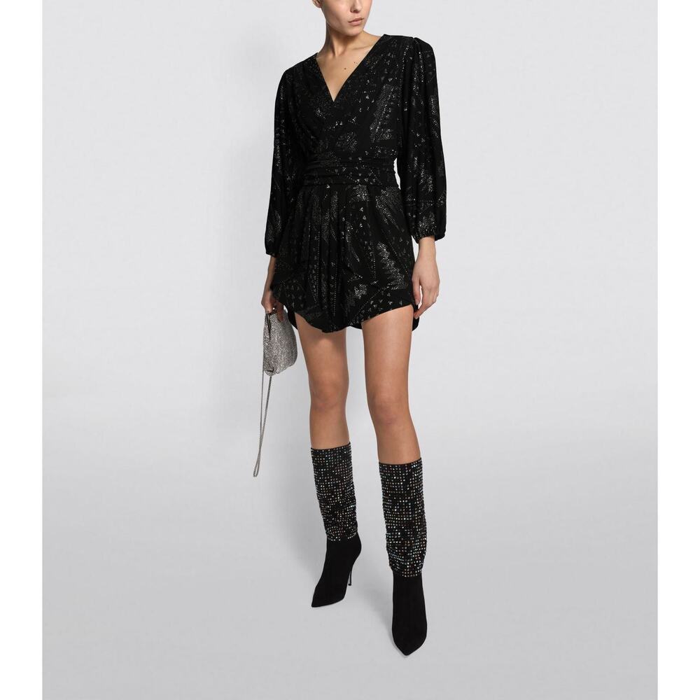 ISABEL MARANT Vienna‎ Embellished Crepe Mini Dress Black Size Medium Chic Sexy